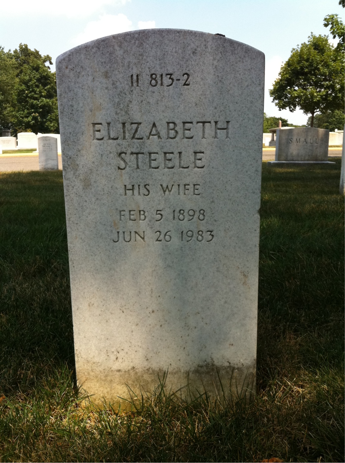 Back of headstone — Elizabeth Aurand