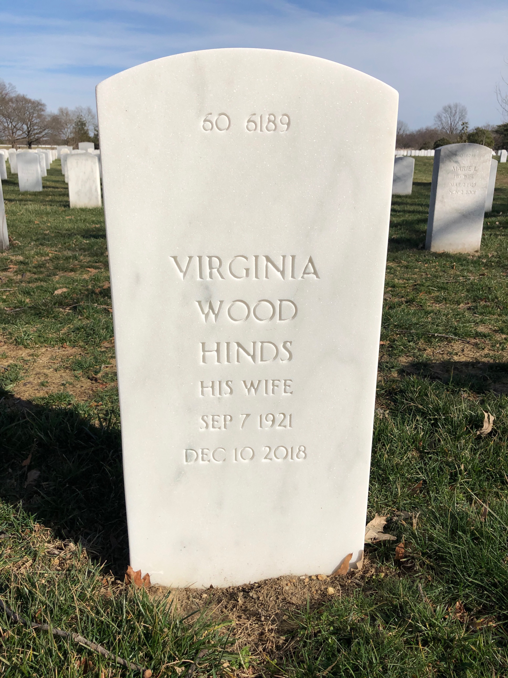 Back of headstone — Grover Hinds