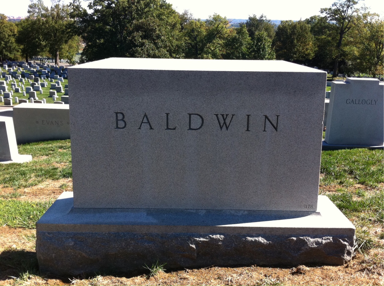 Back of headstone — Theodore Baldwin