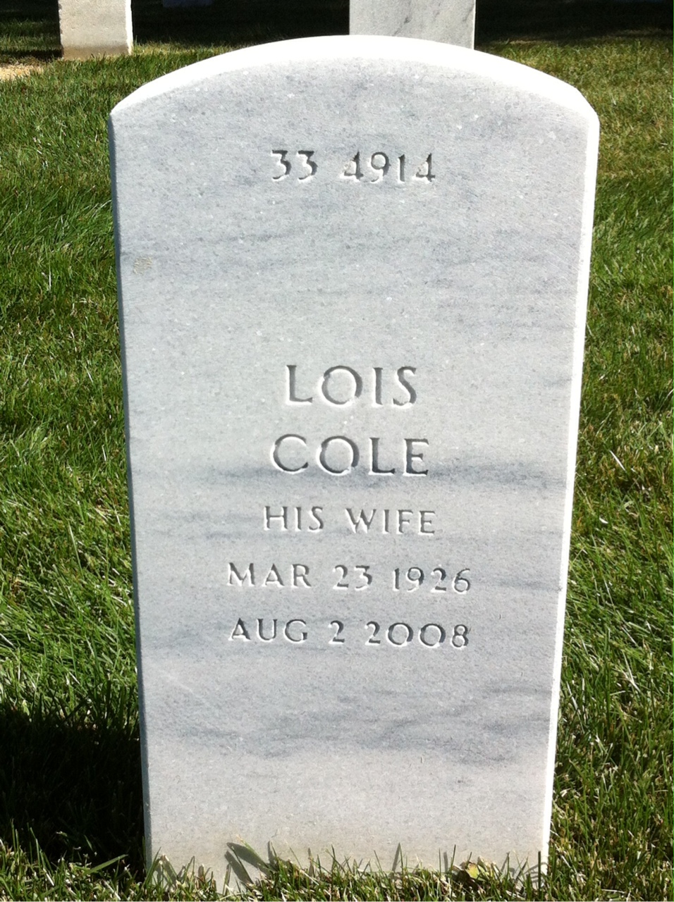 Back of headstone — William Howe