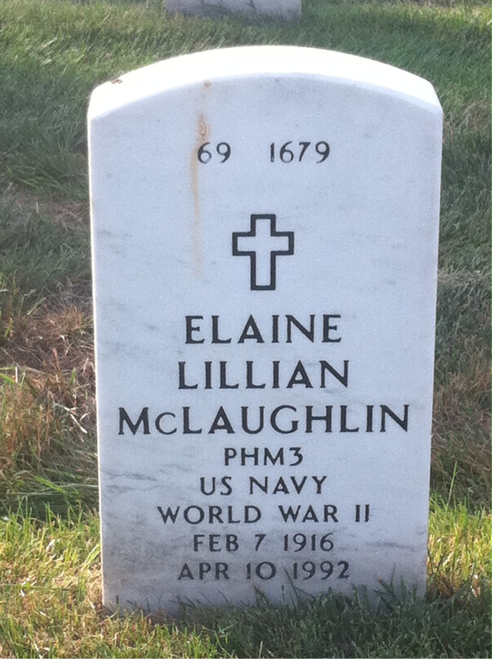 Back of headstone — Elaine Mclaughlin