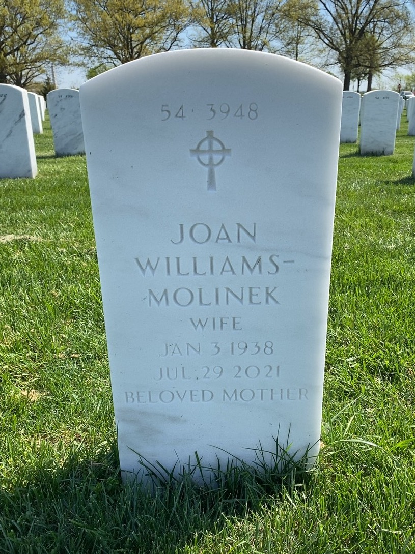 Back of headstone — Frank Molinek