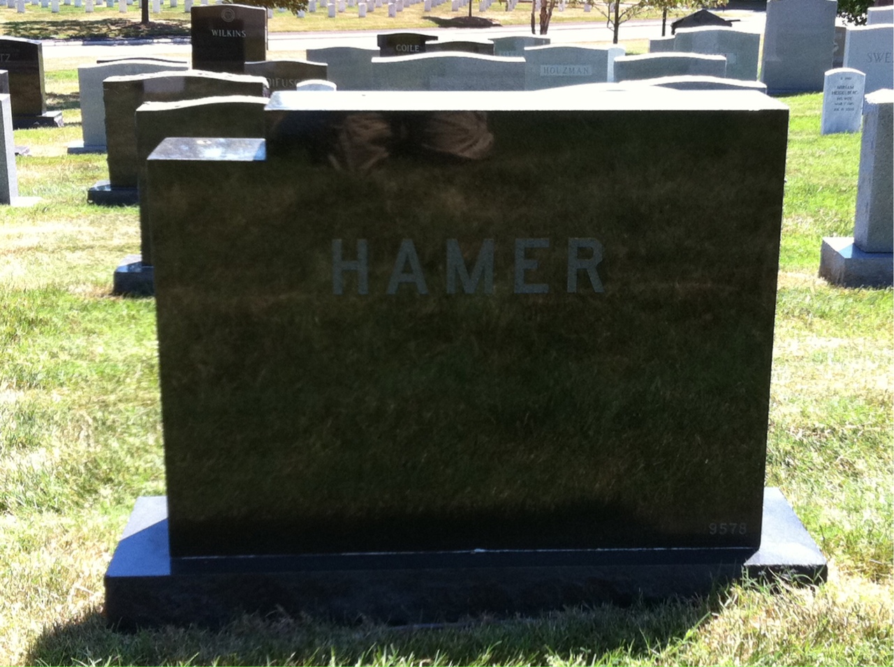 Back of headstone — Darwin Hamer