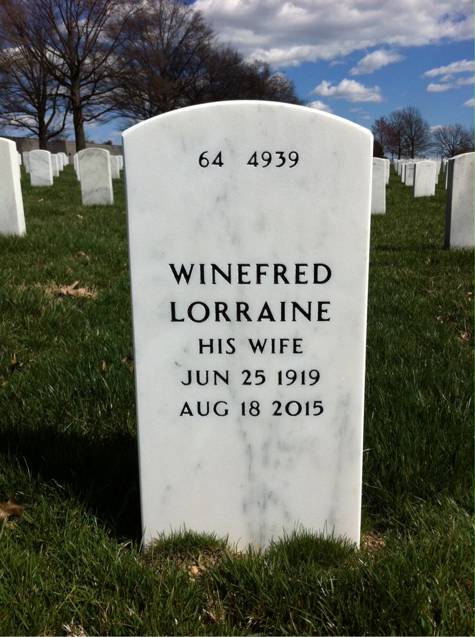 Back of headstone — Lawrence Williams