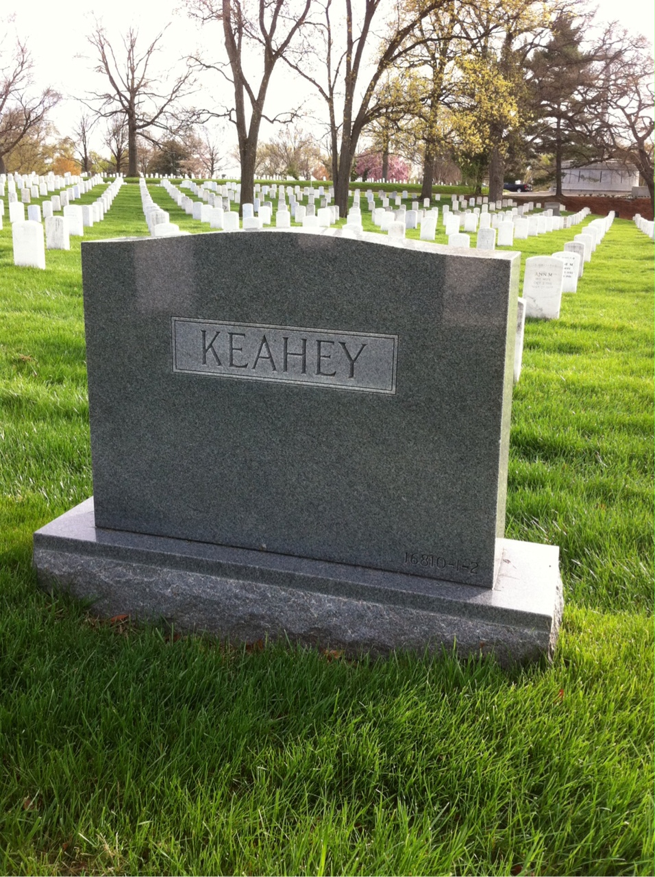 Back of headstone — George Keahey