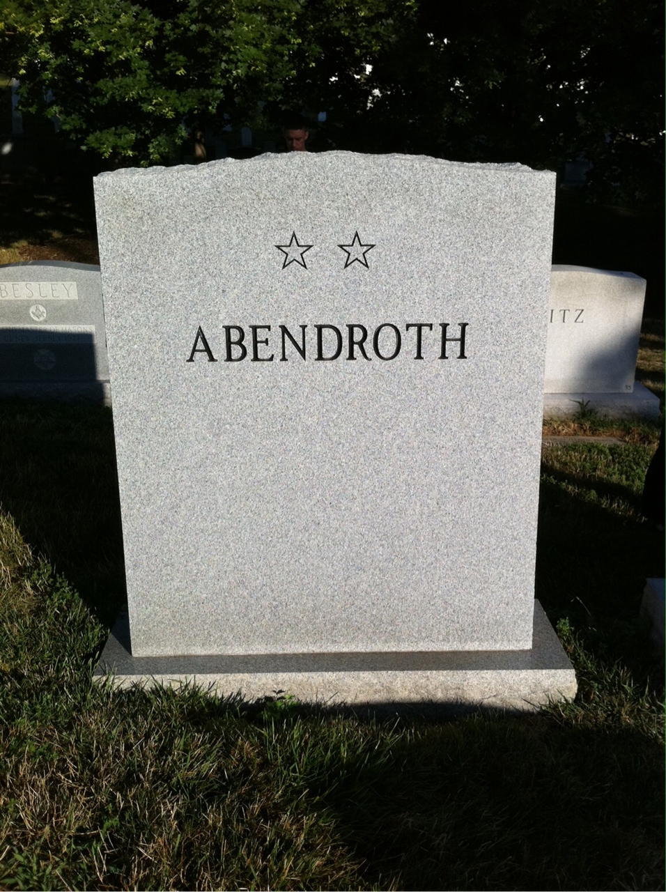 Back of headstone — Veda Abendroth
