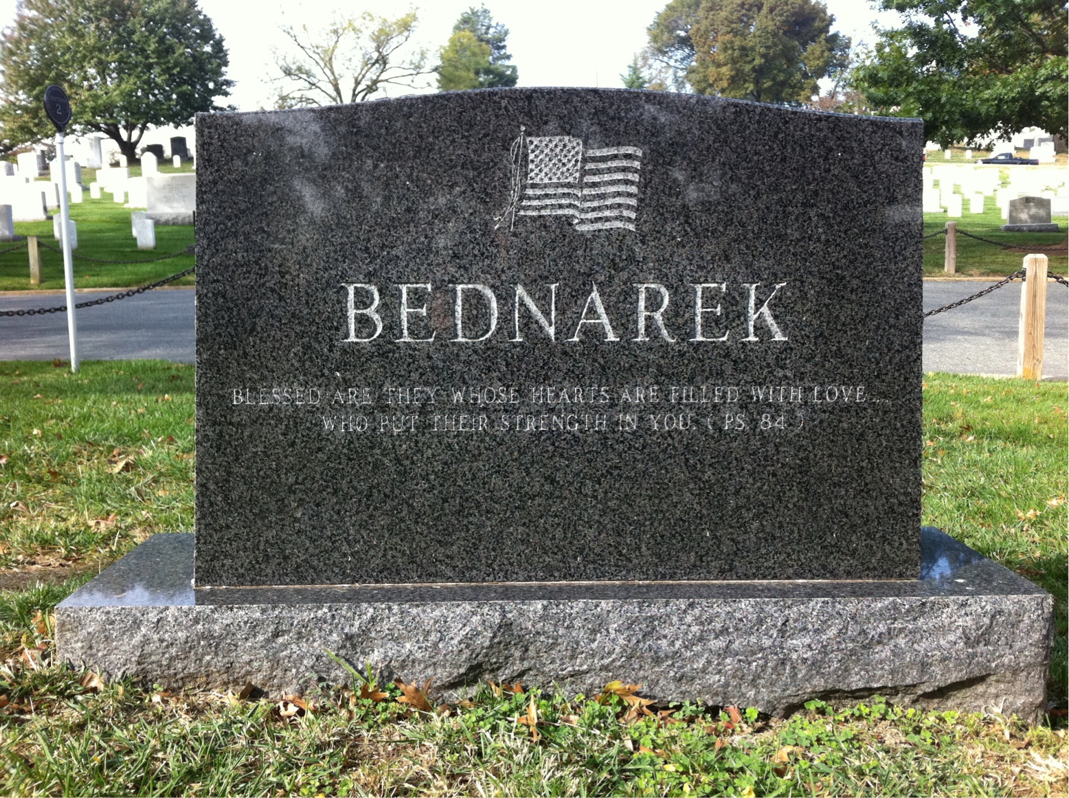 Back of headstone — Frank Bednarek