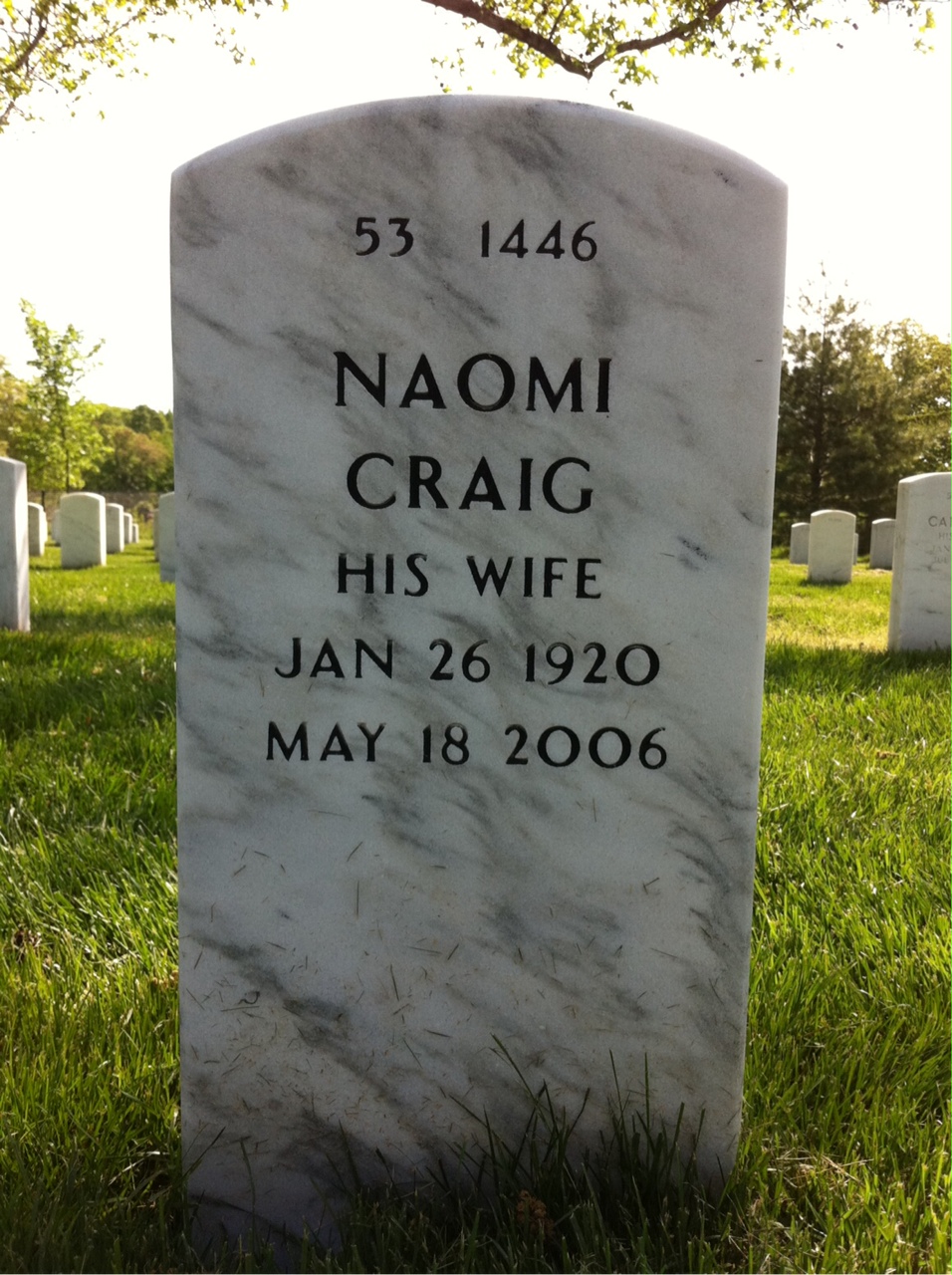 Back of headstone — Raymond Knox