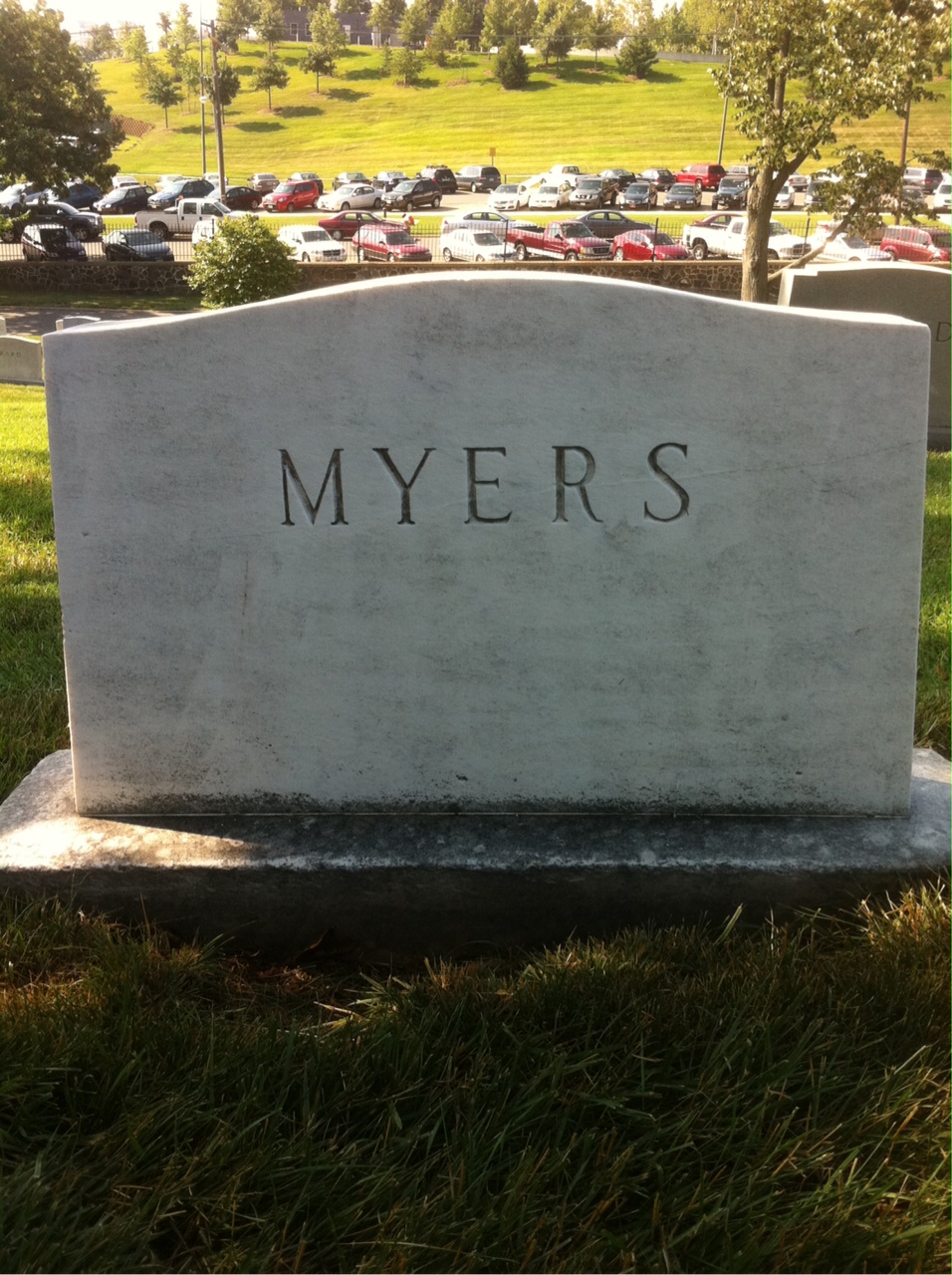 Back of headstone — Samuel Myers