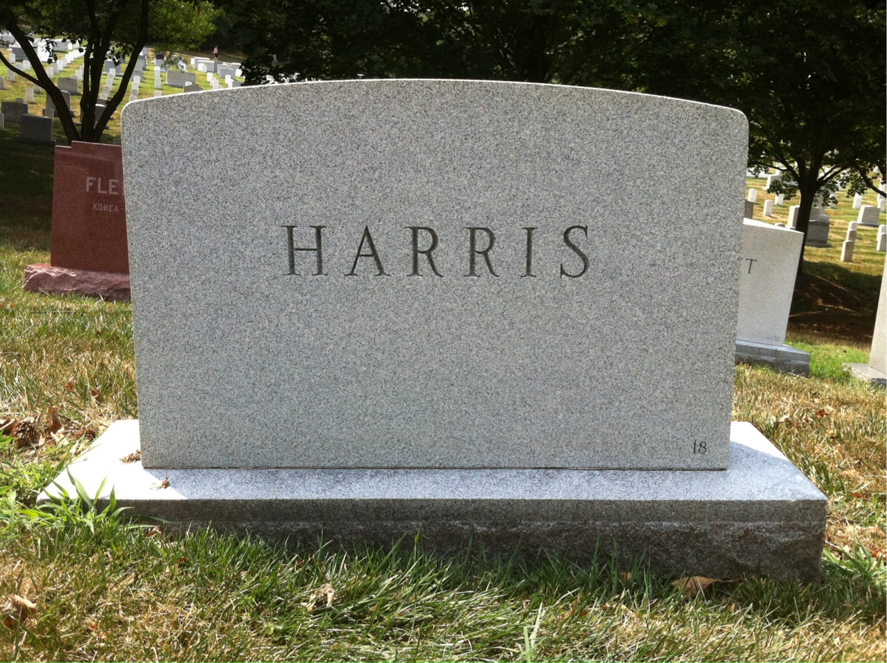 Back of headstone — William Richard Harris