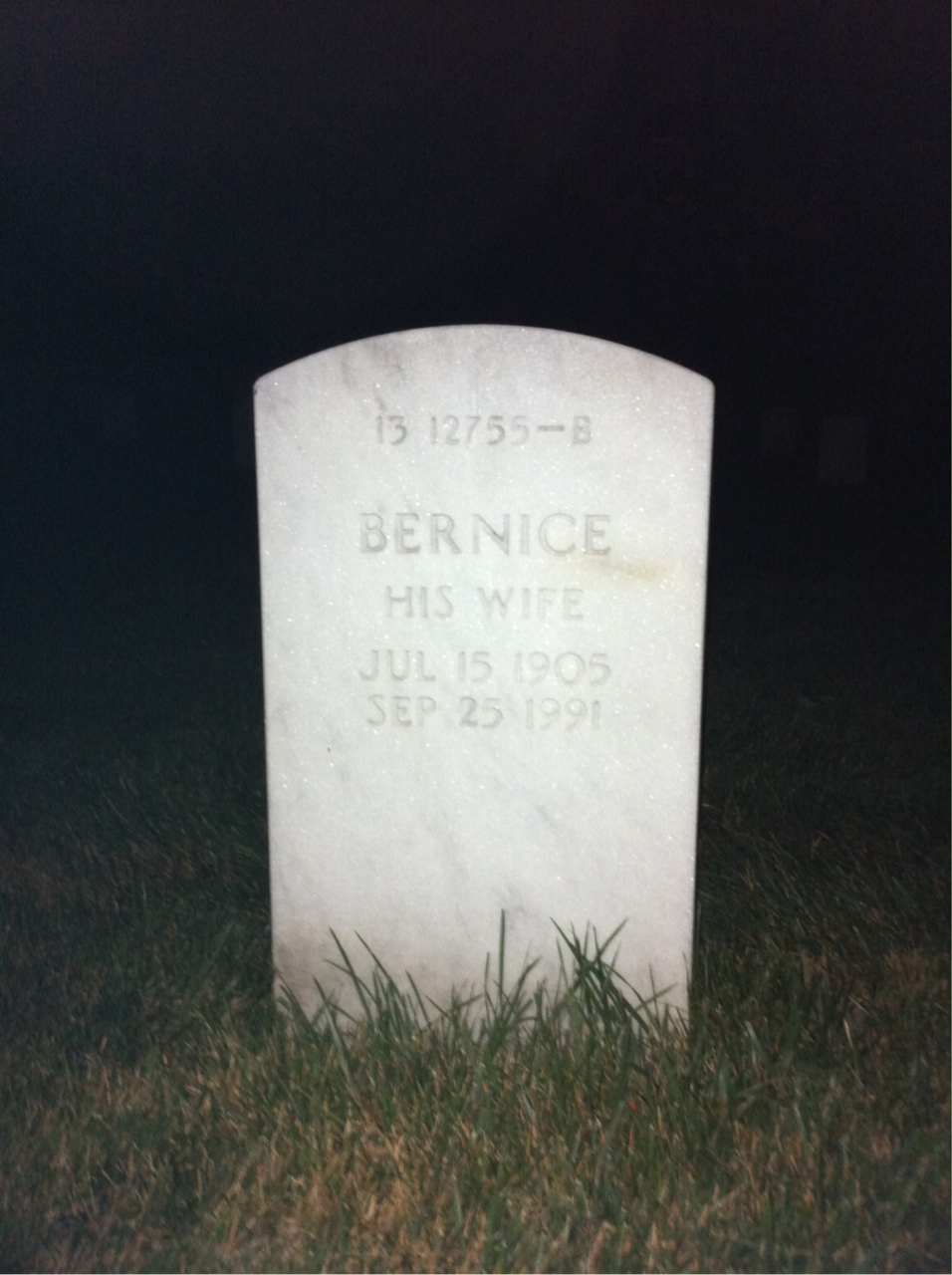 Back of headstone — William W Belcher