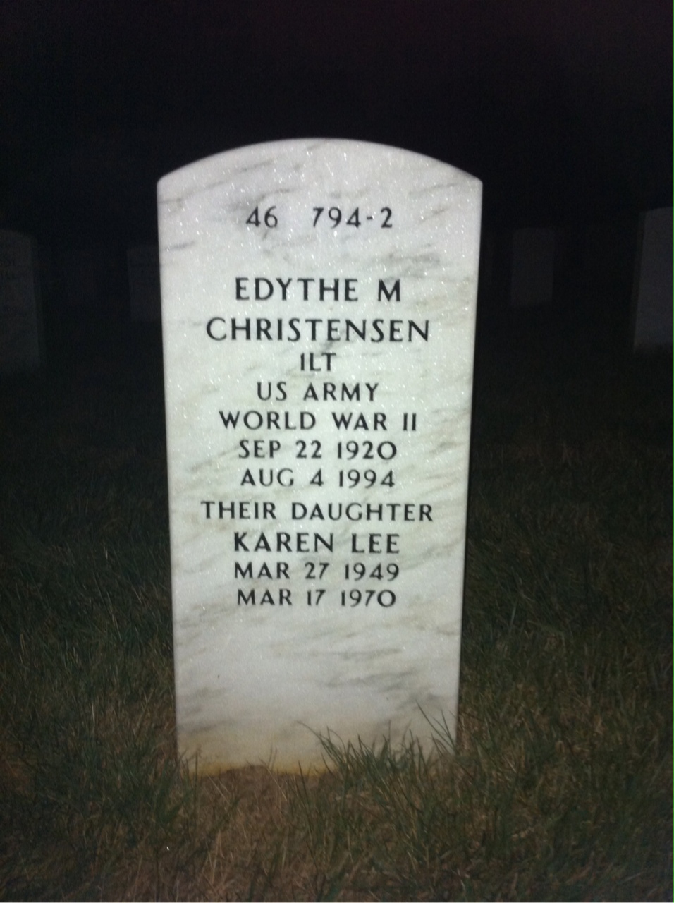 Back of headstone — Andrew Christensen