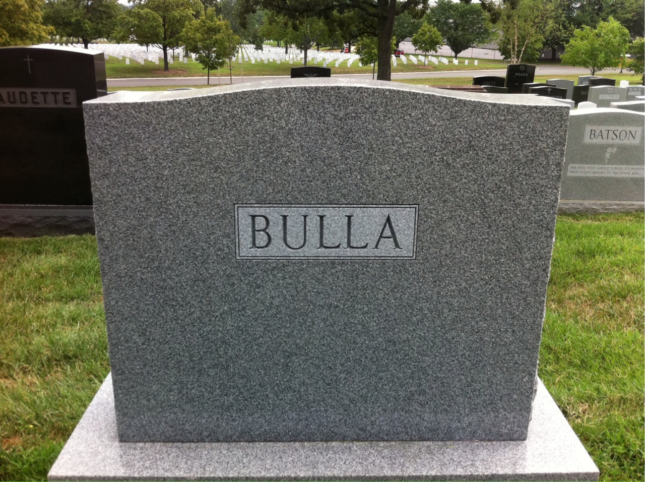 Back of headstone — Gordon Bulla