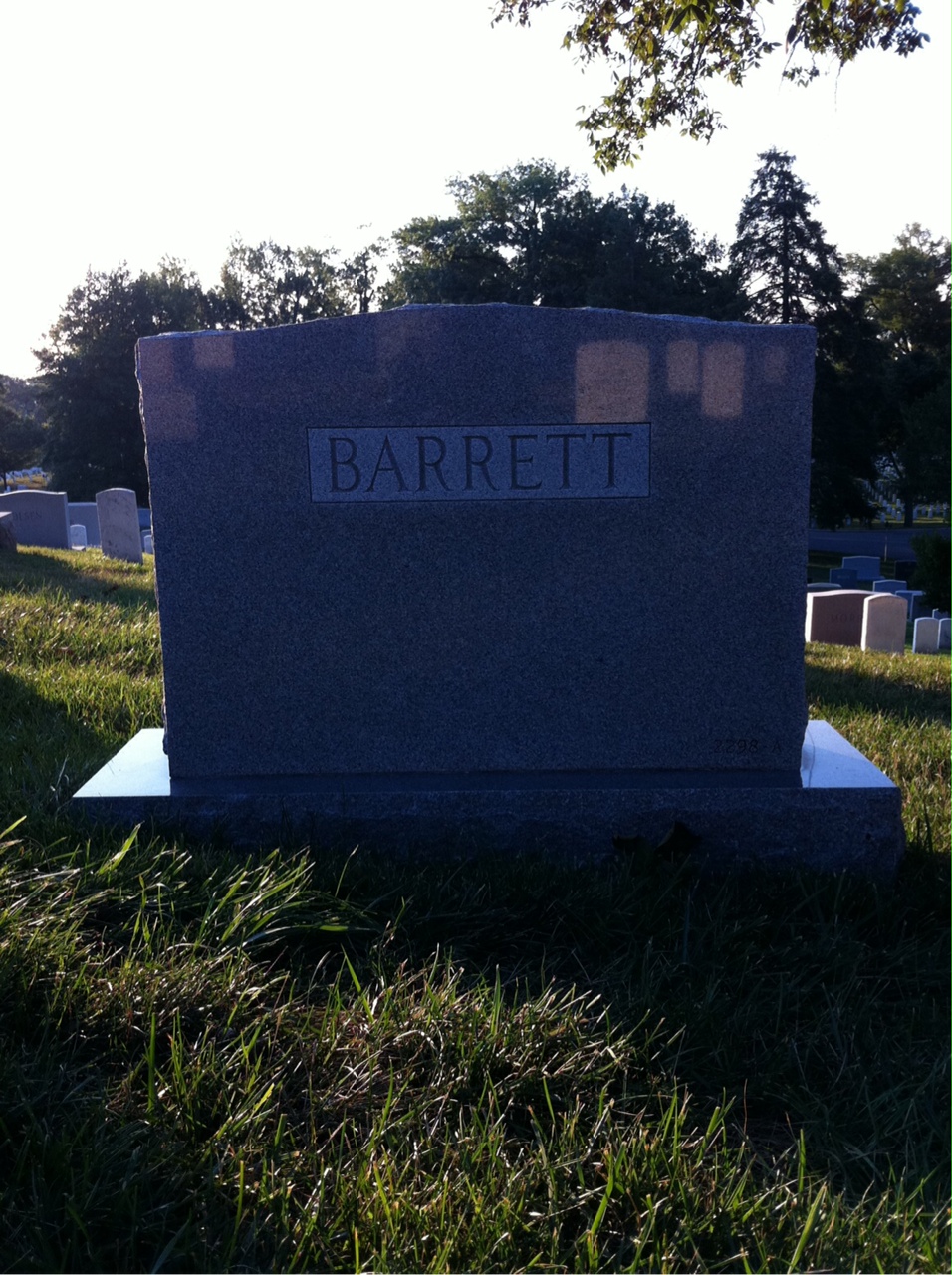 Back of headstone — Joseph Barrett