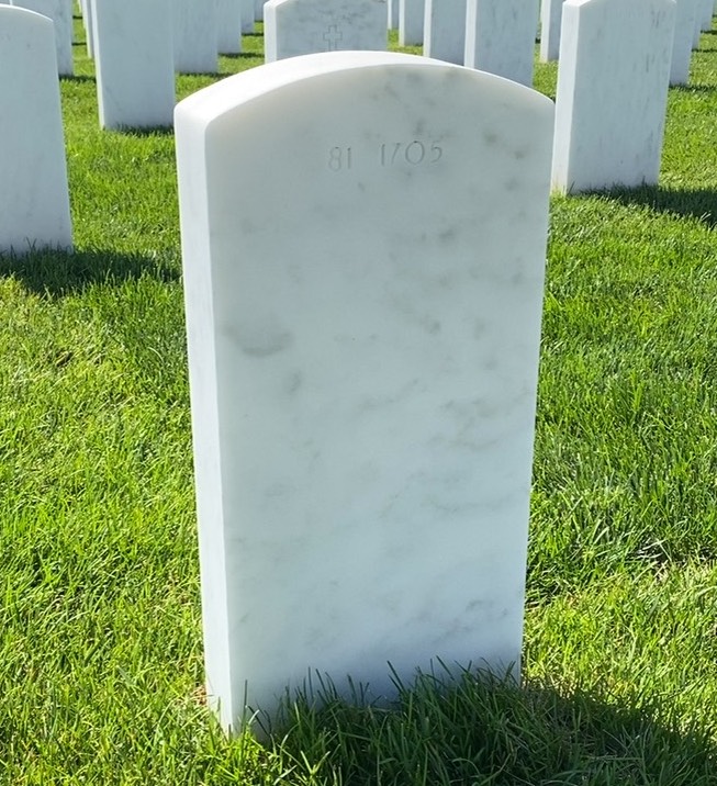 Back of headstone — Marion Baker