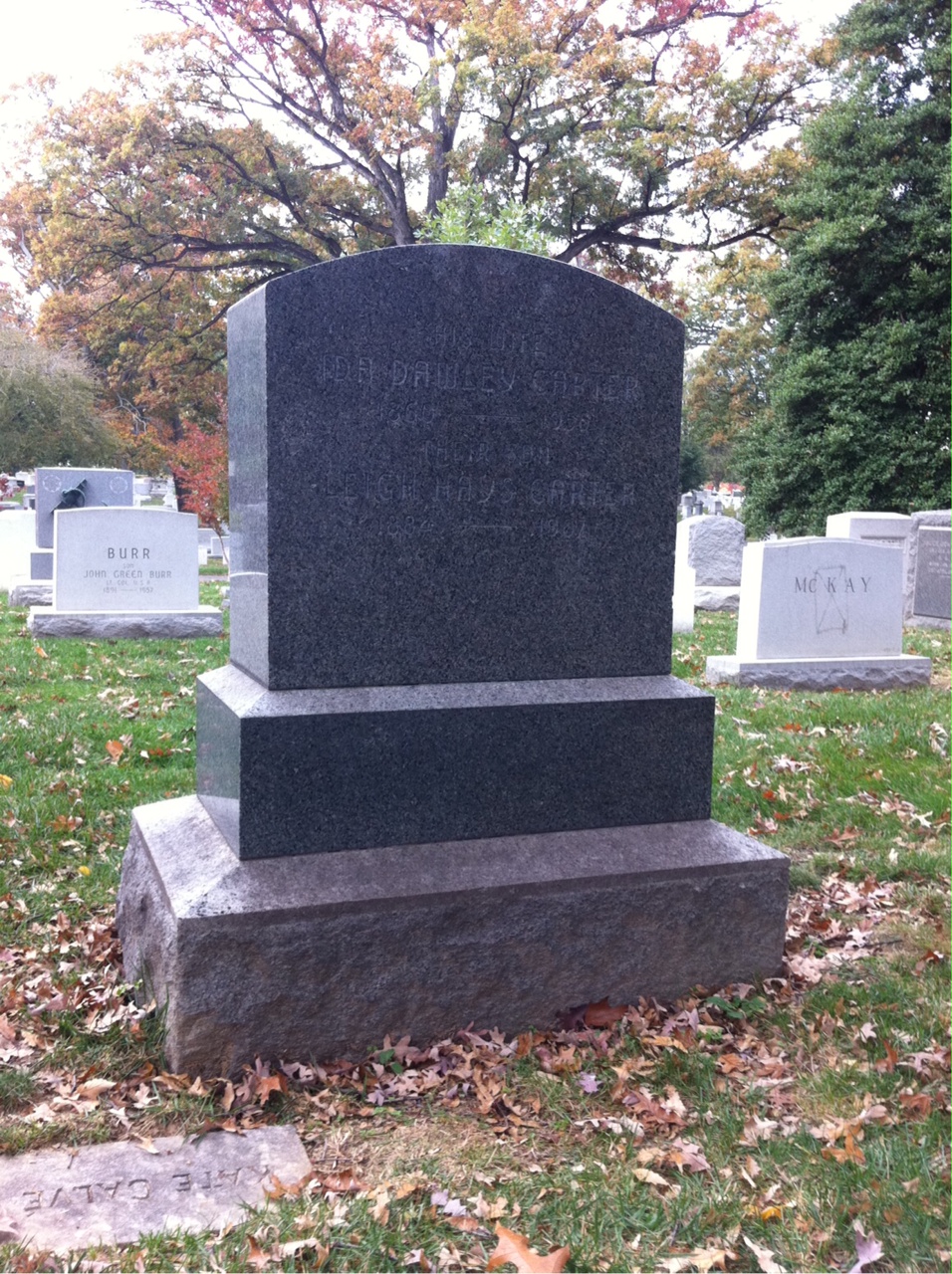 Headstone shared by 2 interments, including William H. Carter