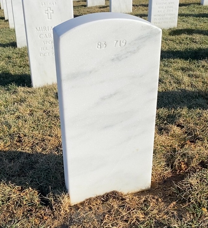 Back of headstone — Harold Baker