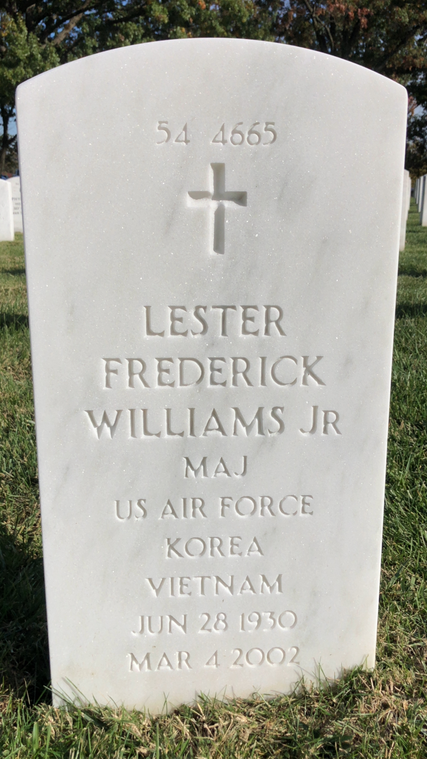 Back of headstone — Lester Williams