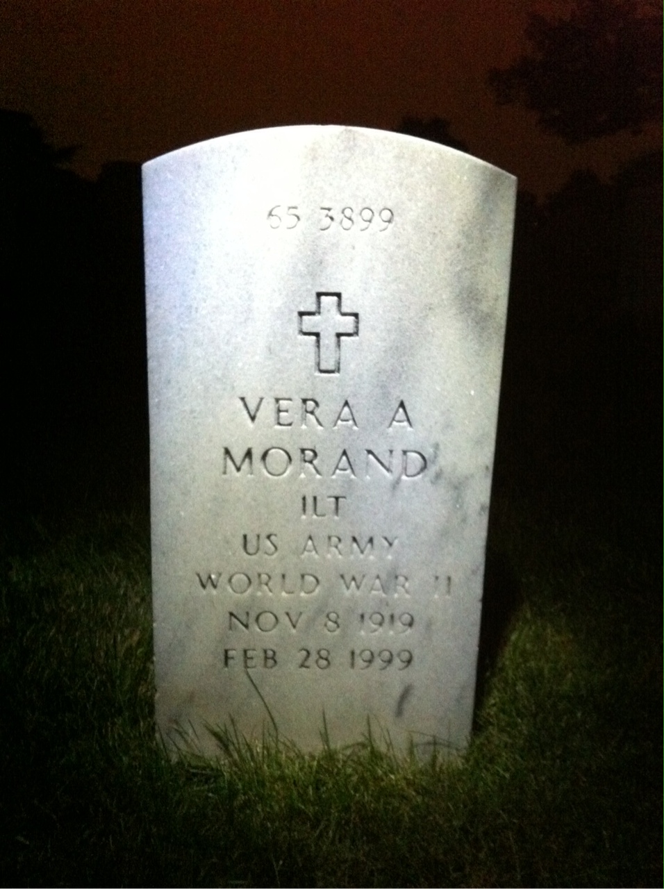 Back of headstone — Vera Morand