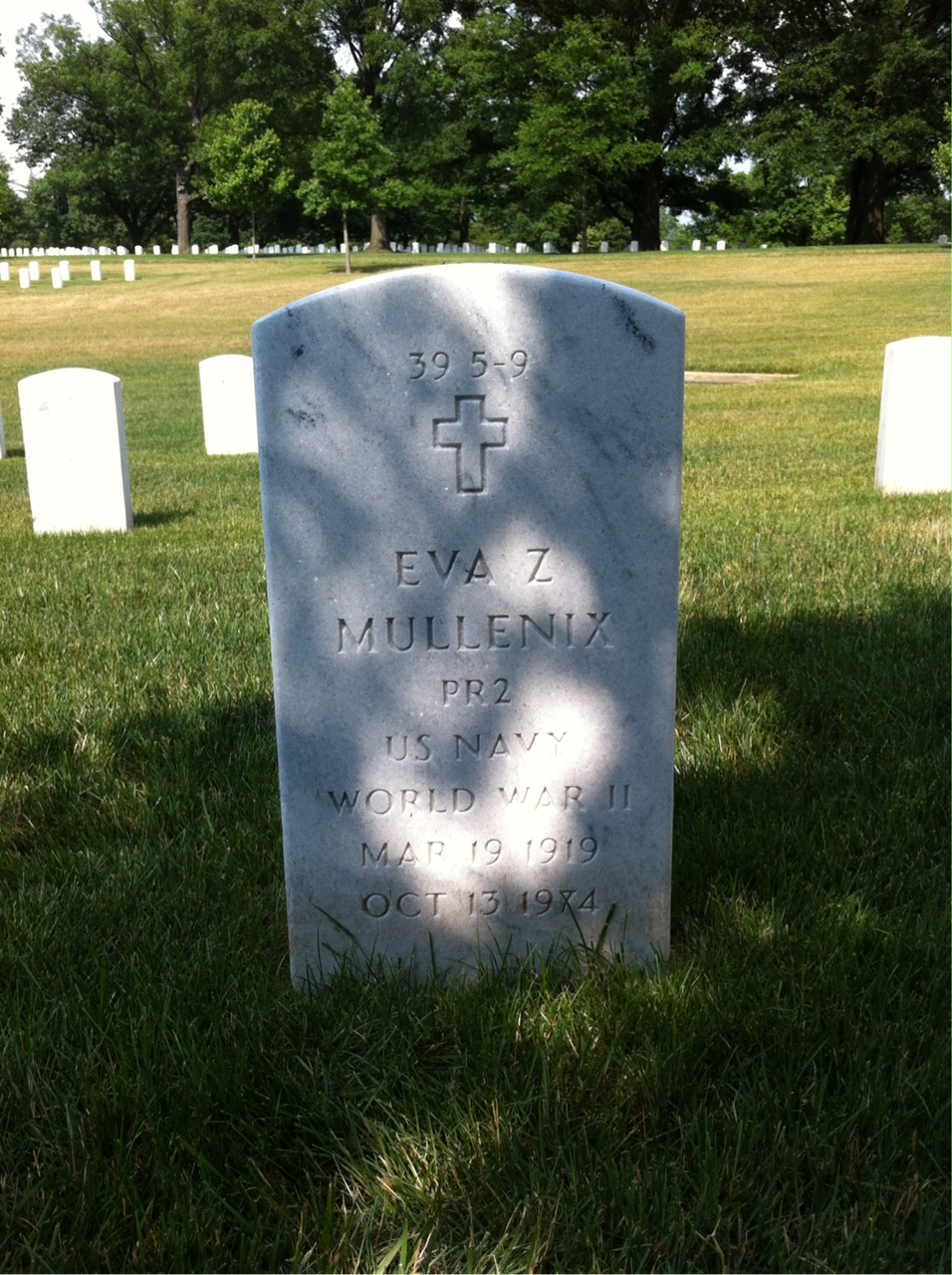 Back of headstone — Eva Mullenix