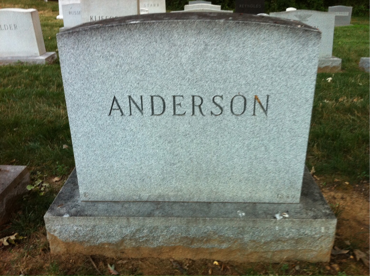 Back of headstone — Virginia Anderson