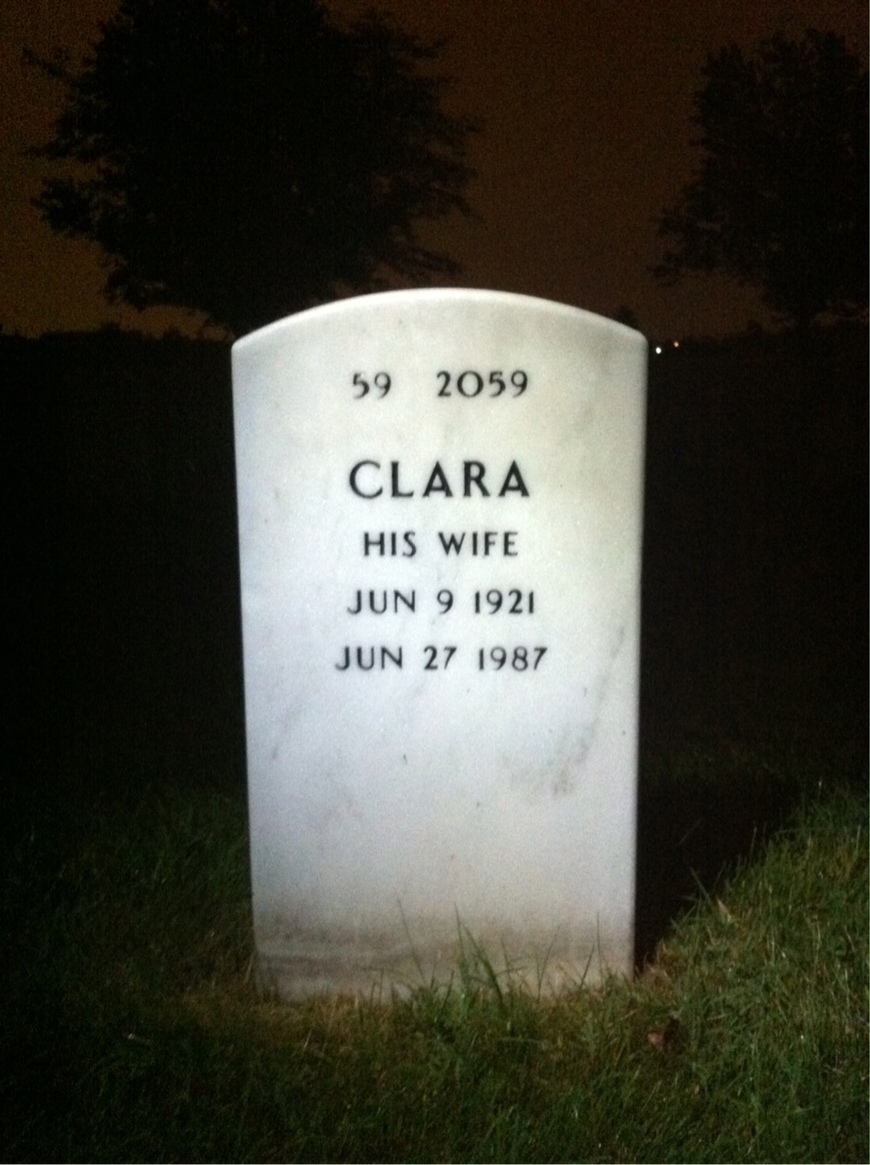 Back of headstone — James Love