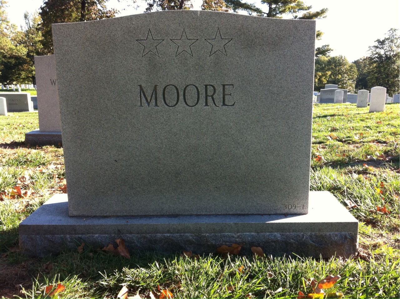 Back of headstone — Joan Moore