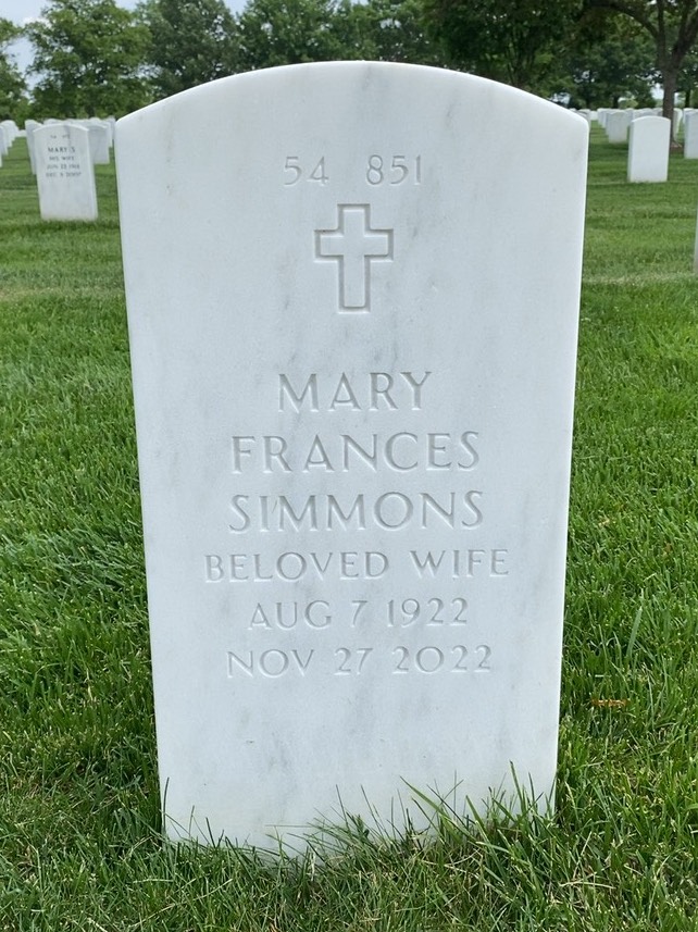 Back of headstone — John Simmons