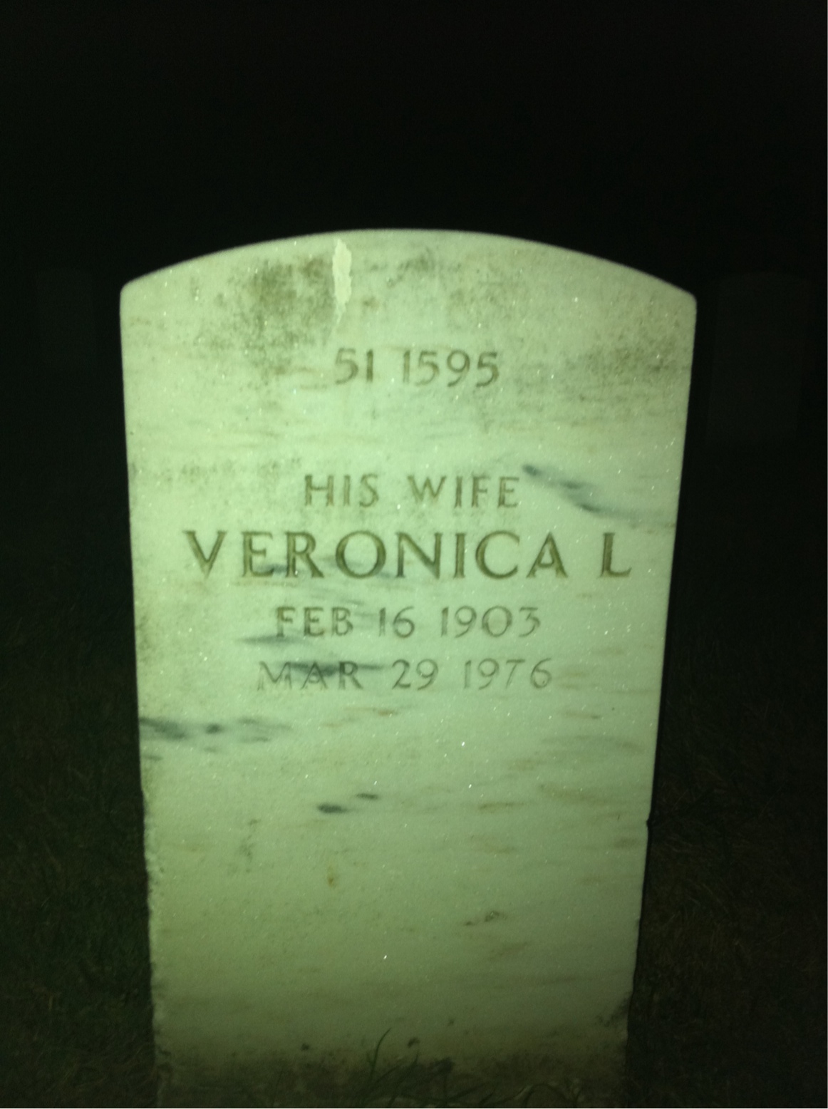 Back of headstone — Veronica Ackland