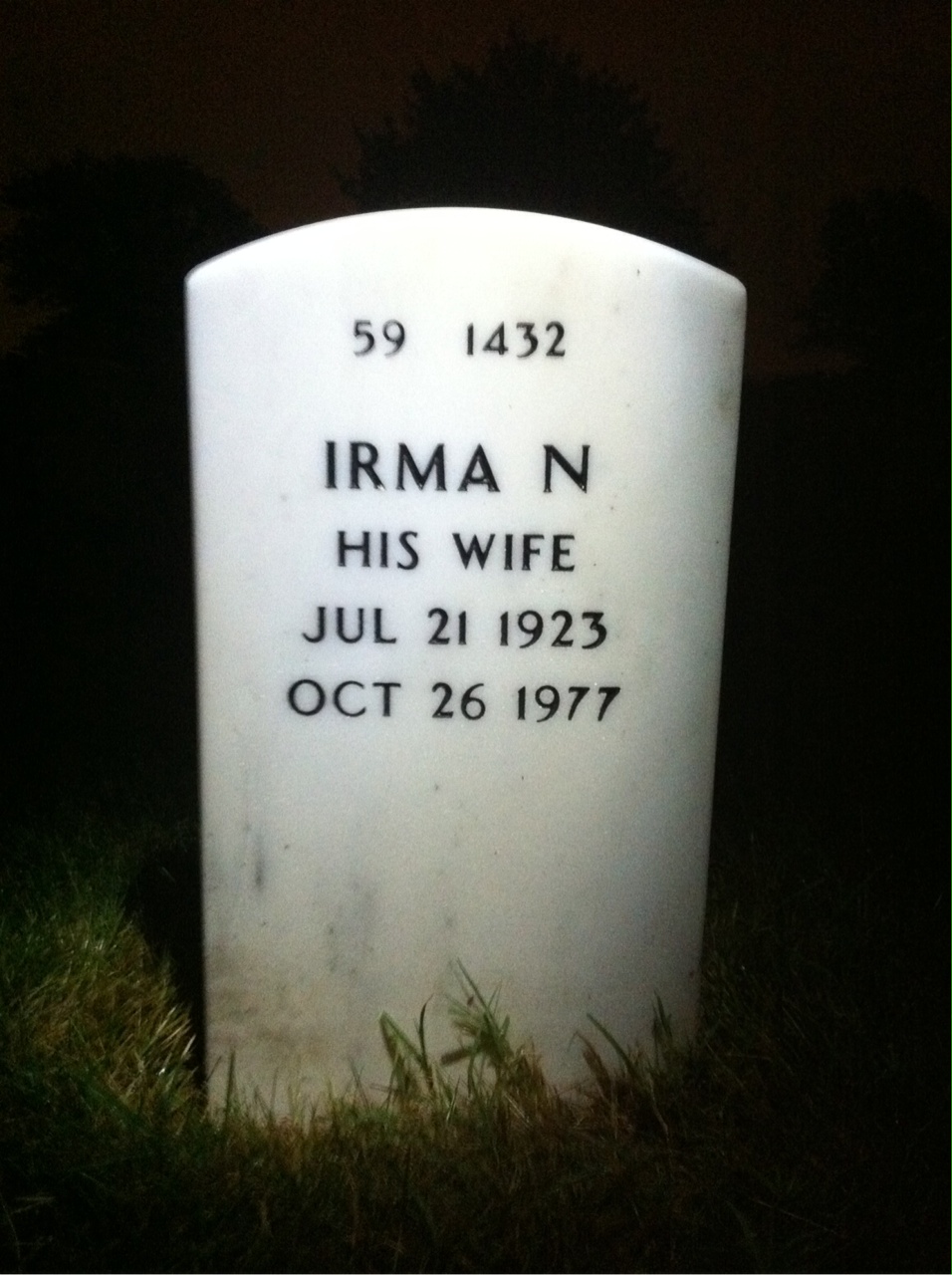 Back of headstone — James Trask