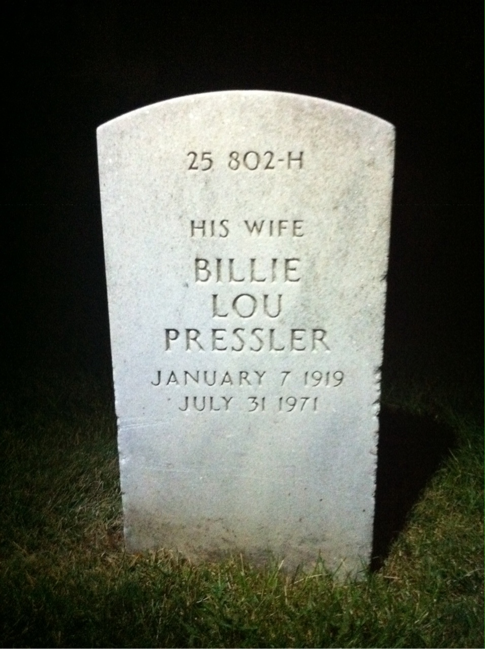 Back of headstone — Billie Mills