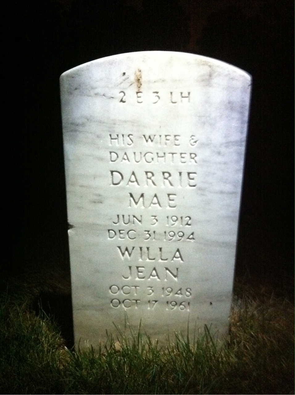 Back of headstone — George D Robinson