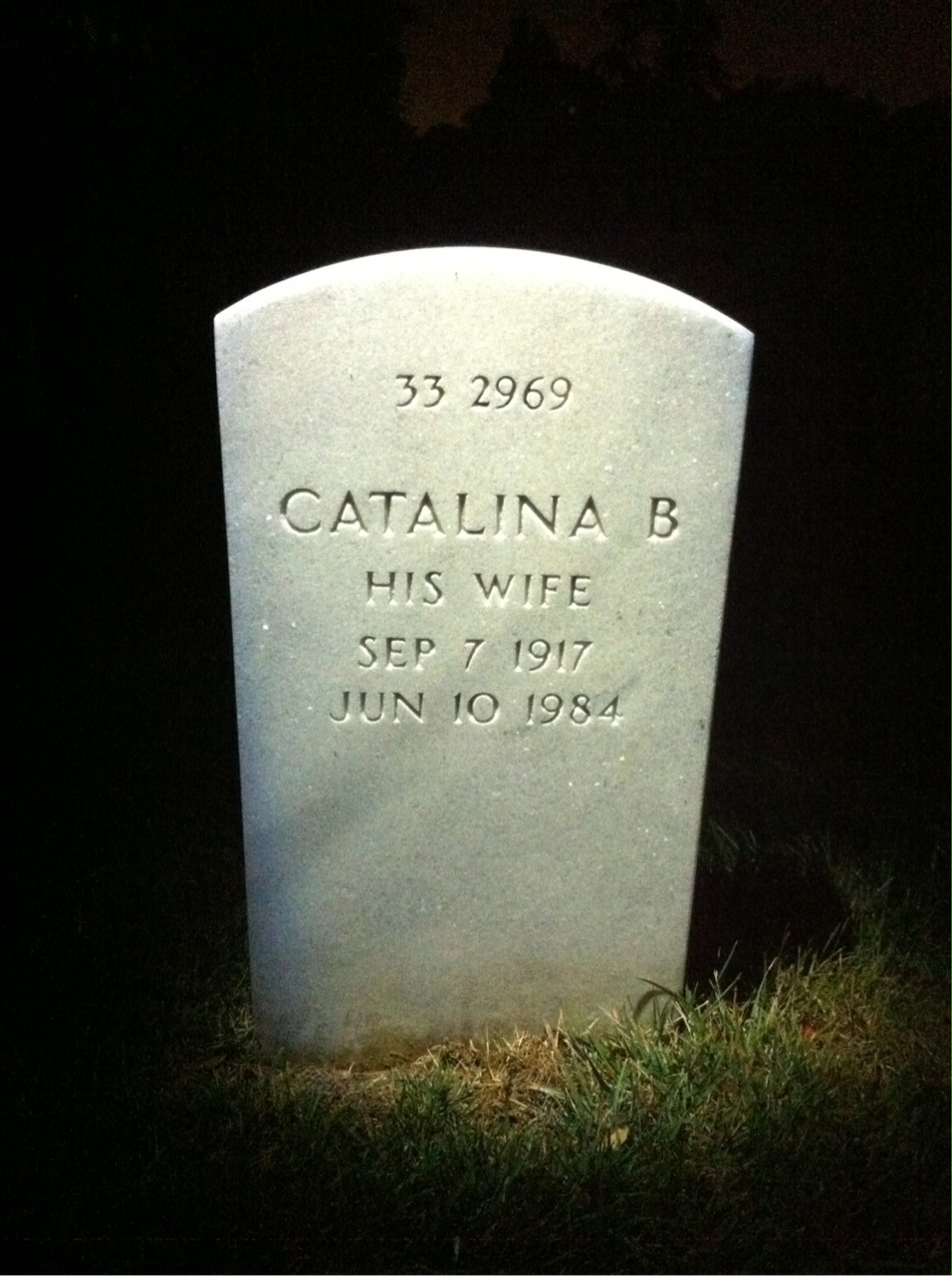Back of headstone — Aurelio Alamon