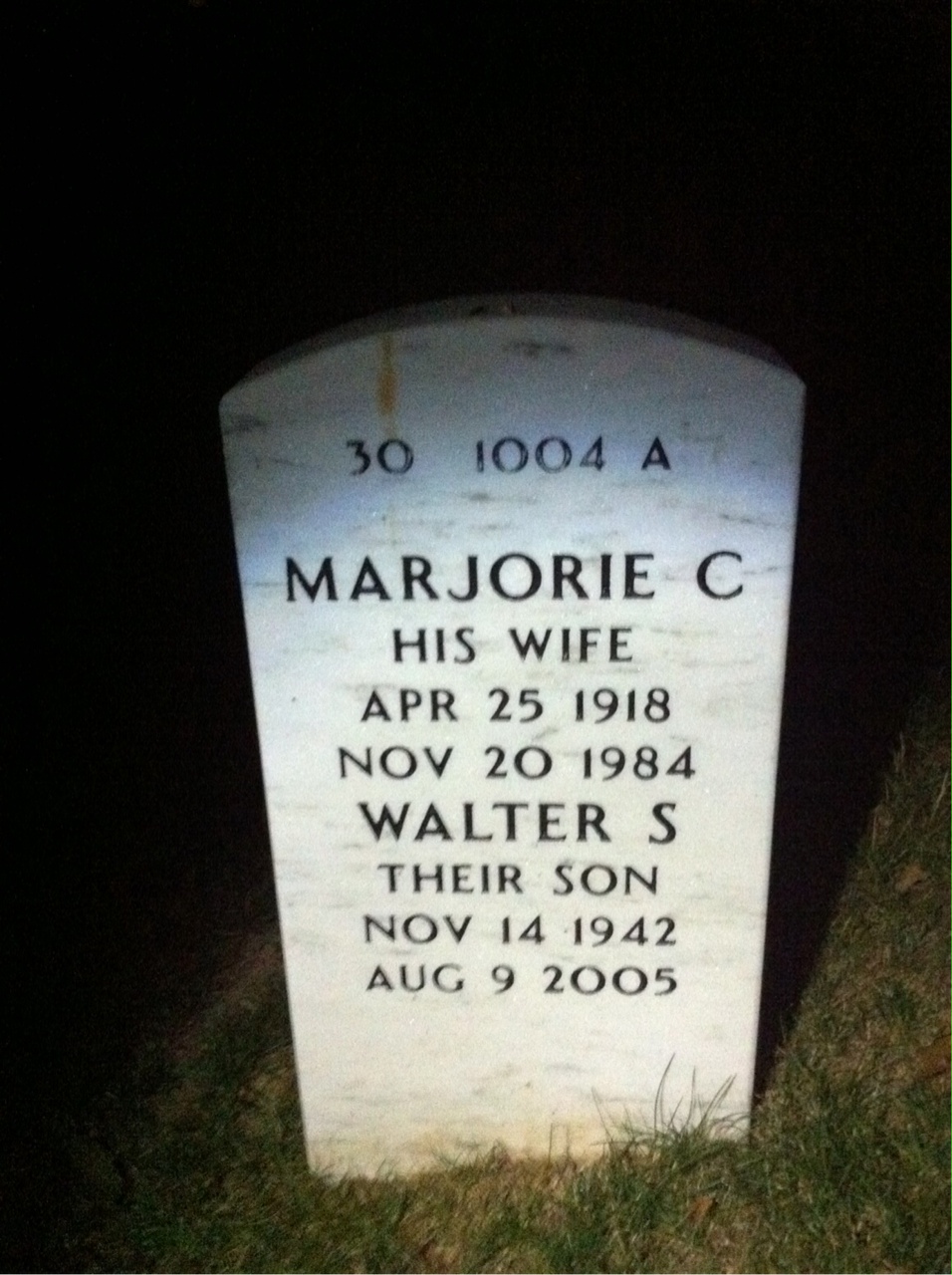 Back of headstone — John Manning