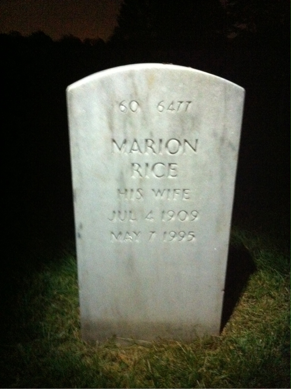 Back of headstone — Charles Andersen
