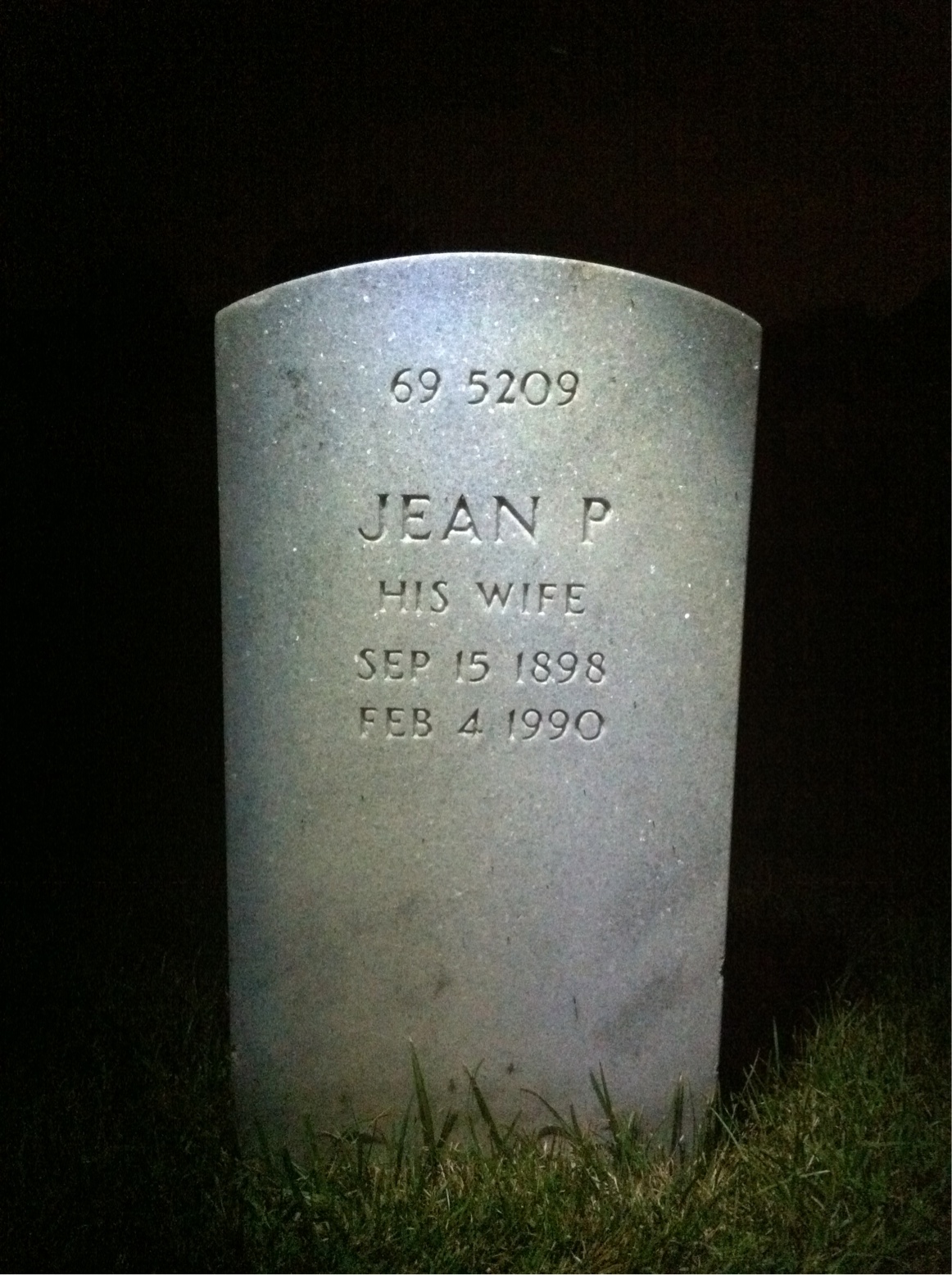 Back of headstone — Jean Mckay