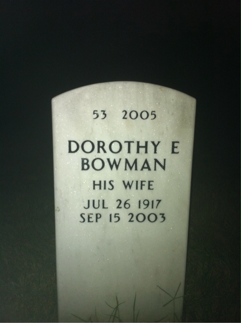 Back of headstone — George Harvey