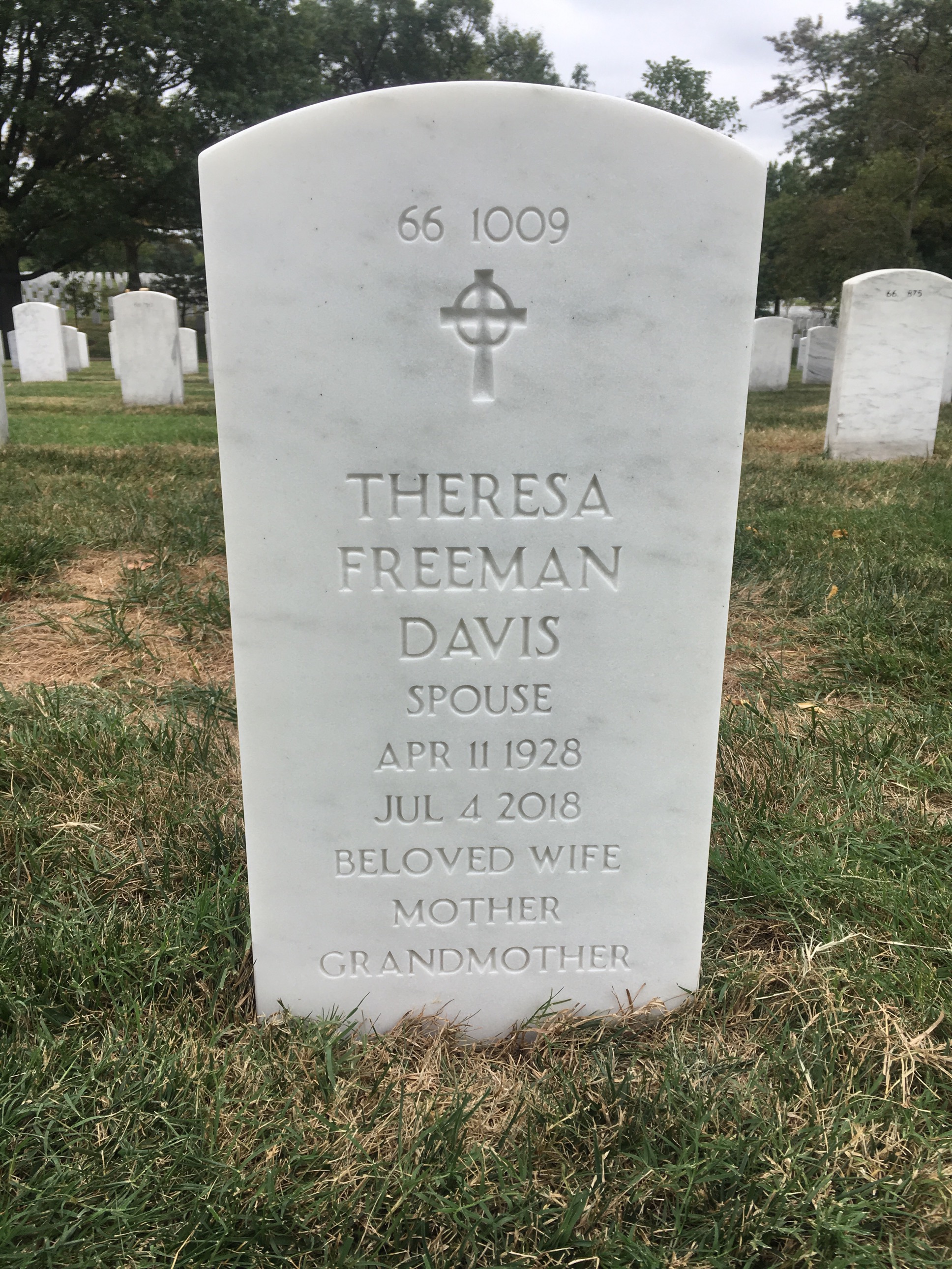 Back of headstone — Cecil Davis