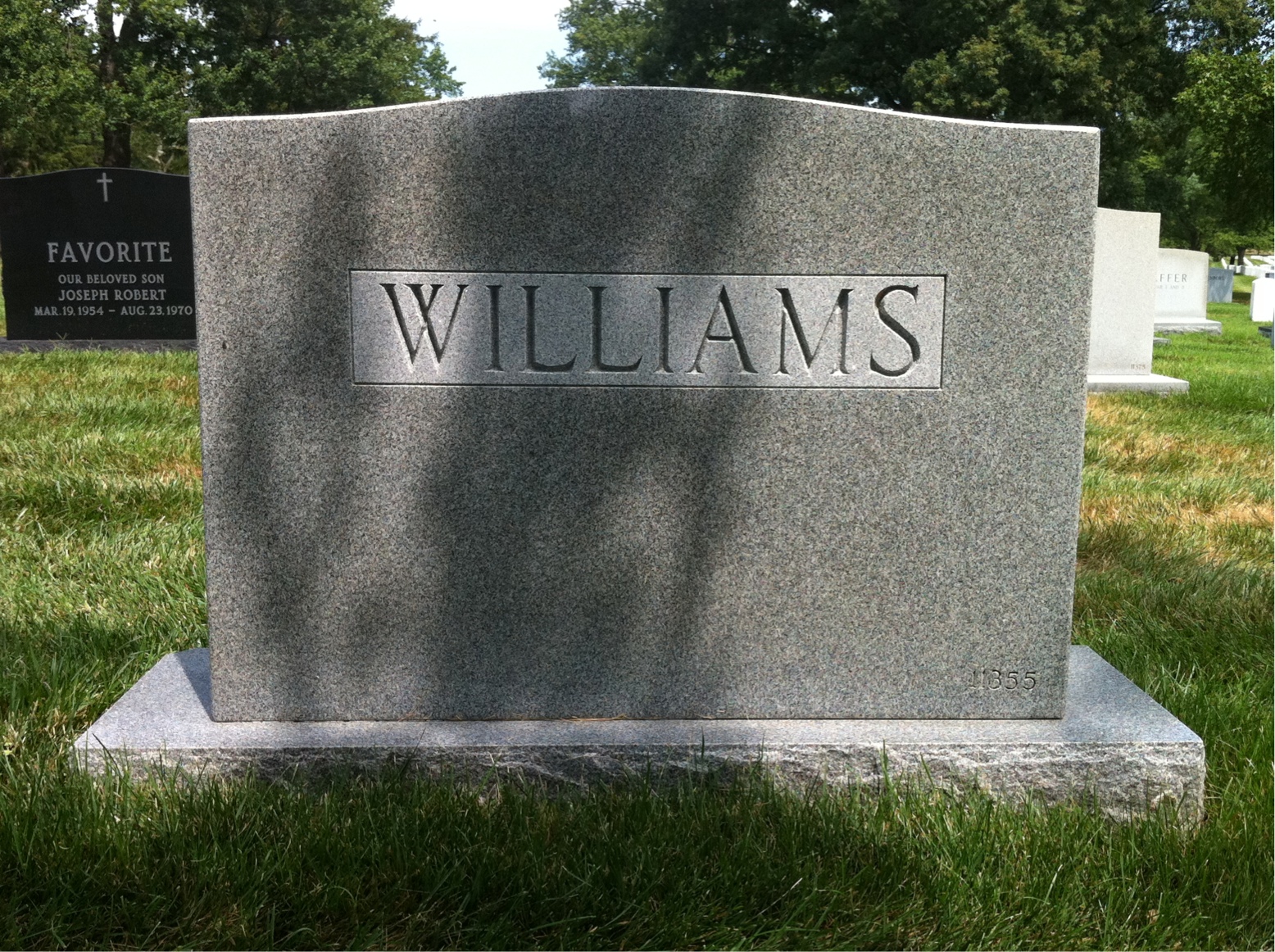 Back of headstone — William R Williams