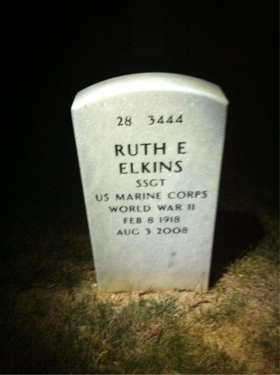 Back of headstone — Archie Elkins