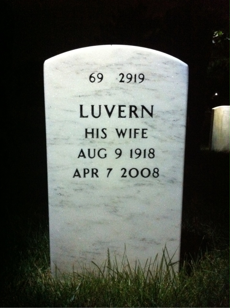 Back of headstone — Floyd Tacklind