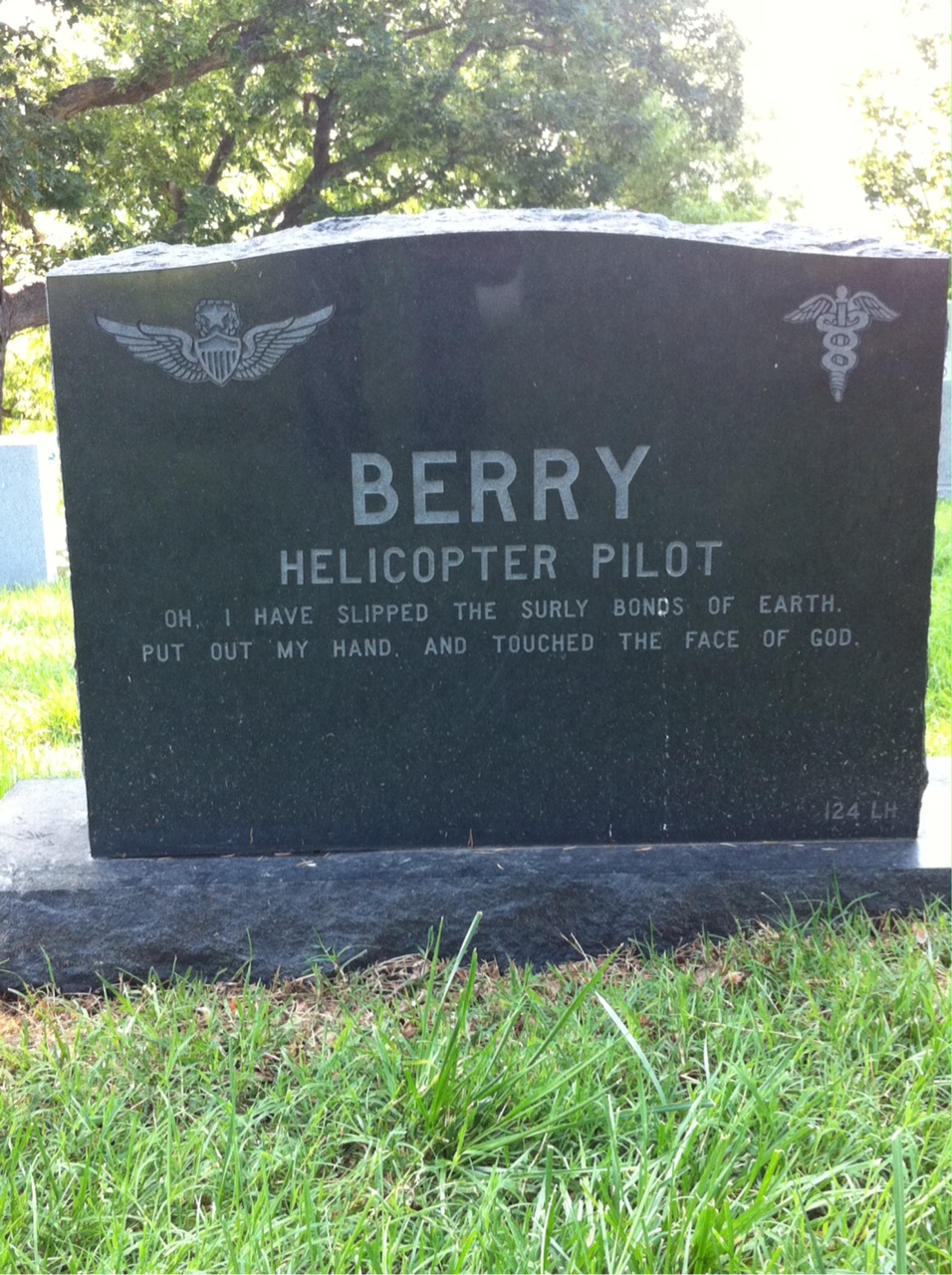 Back of headstone — Walter Lee Berry