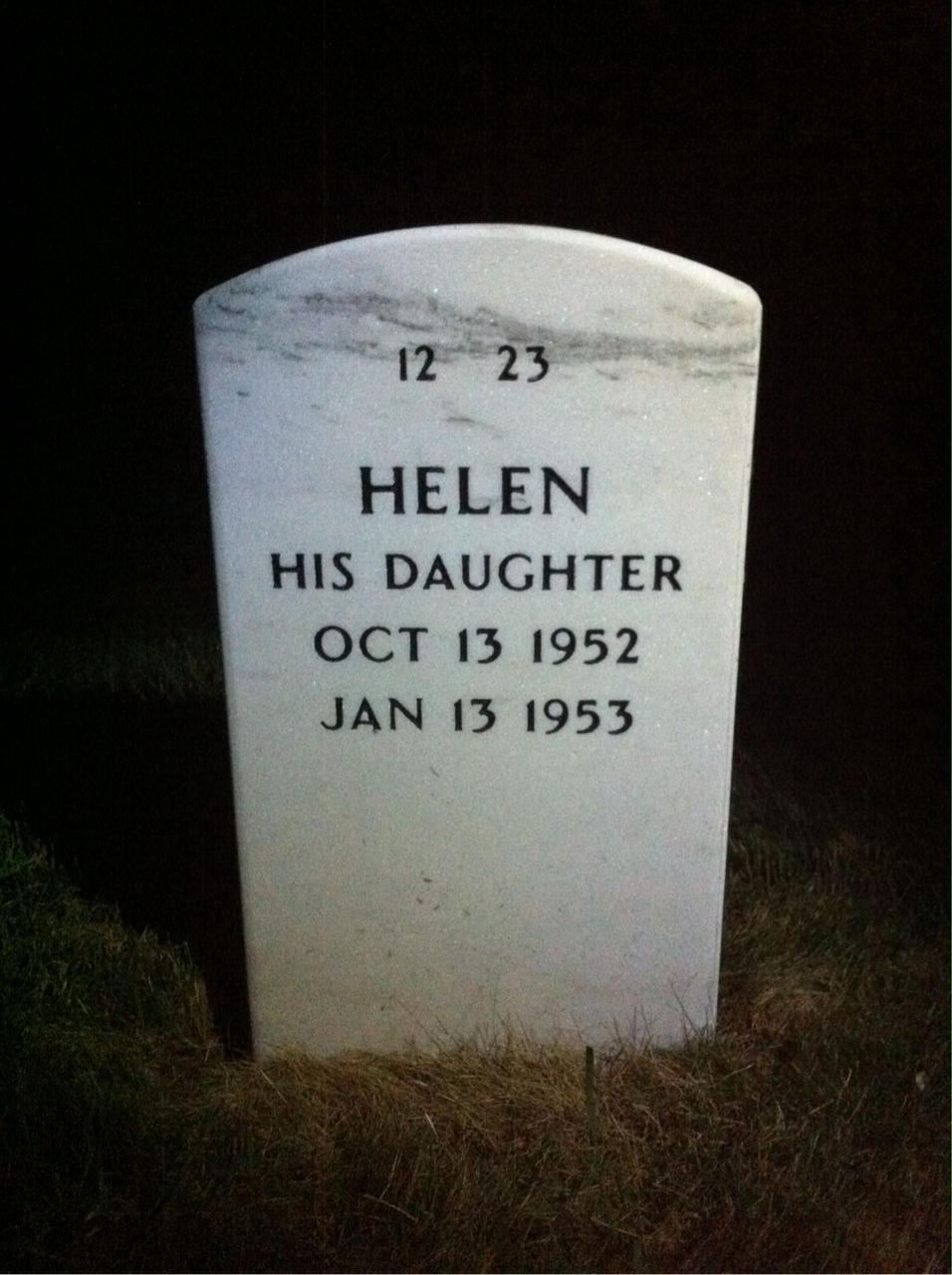 Back of headstone — Grady Taylor