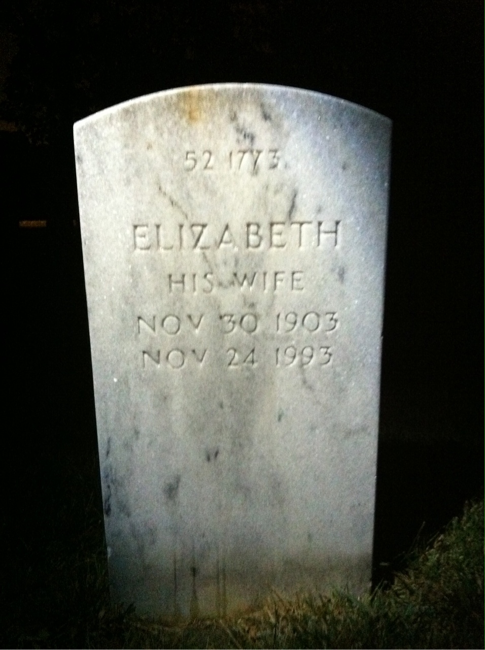 Back of headstone — Leonard Morrison