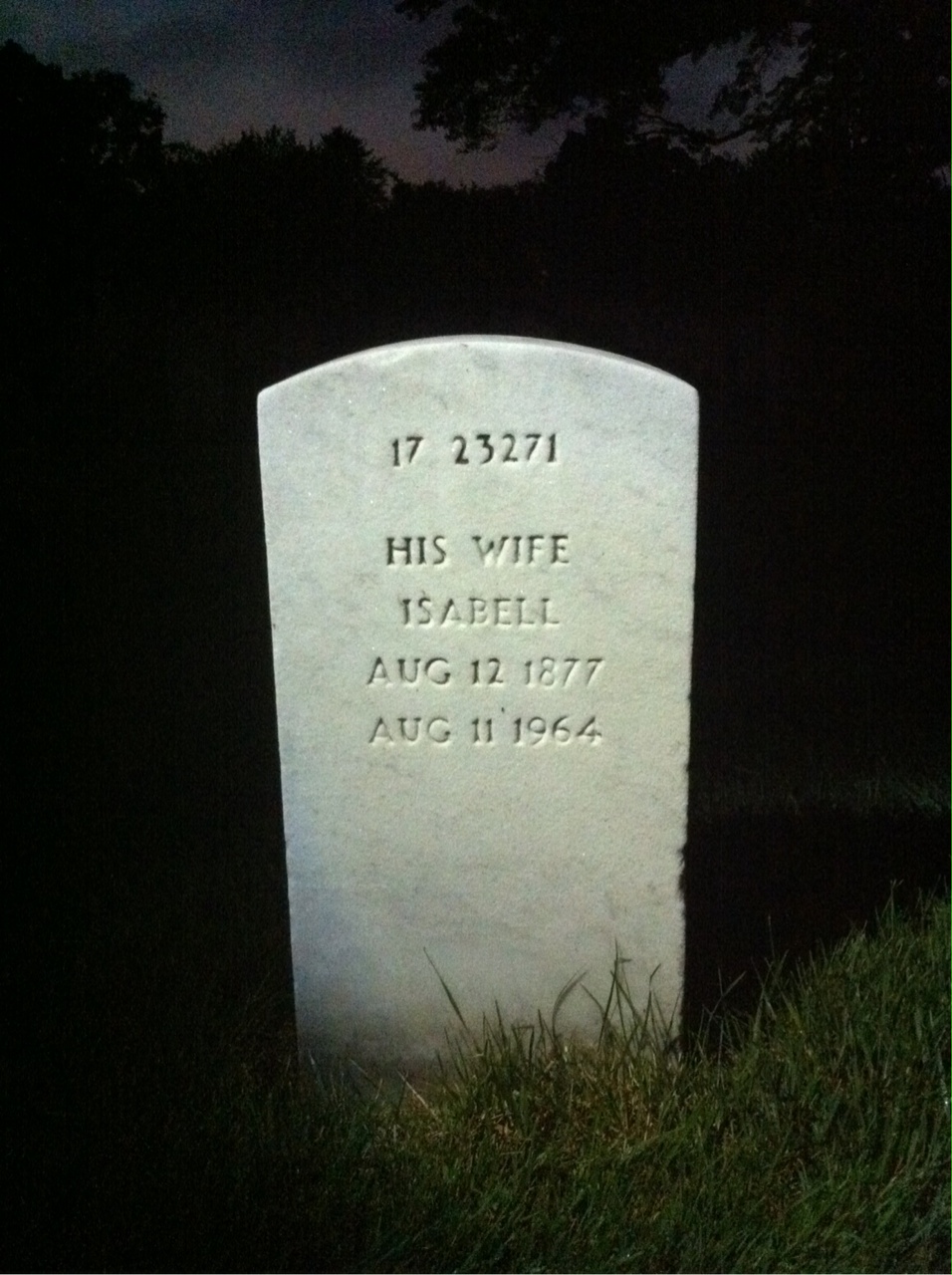 Back of headstone — William C Wilkinson