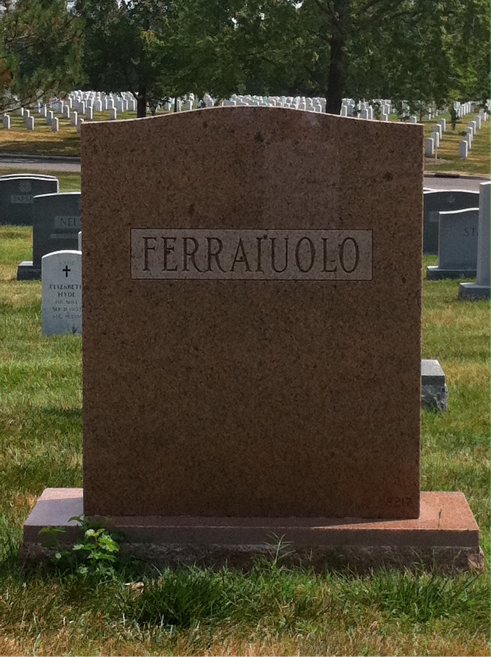 Back of headstone — Vincent George Ferraiuolo