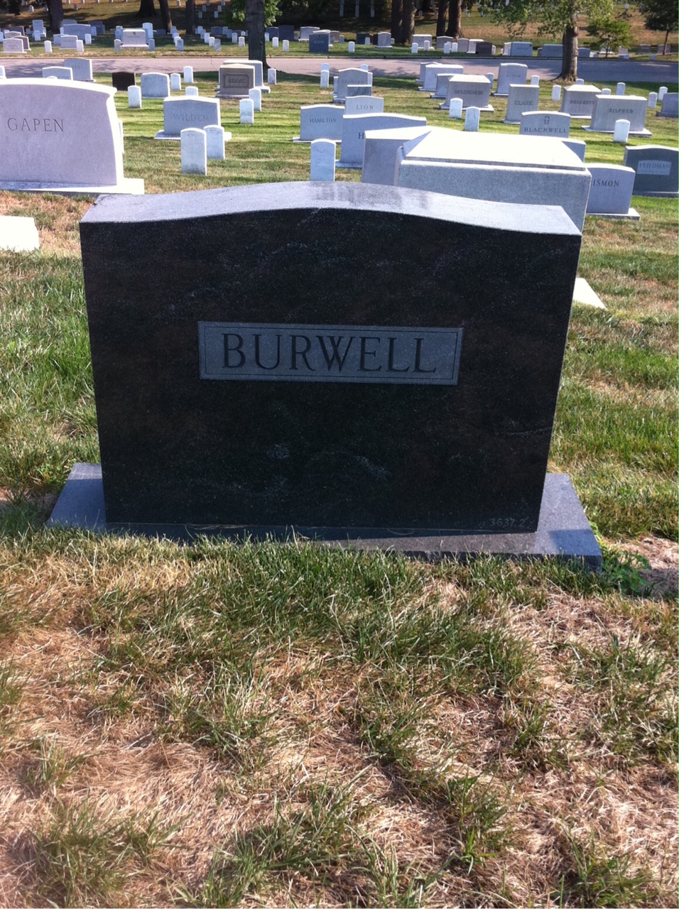 Back of headstone — Lewis Burwell