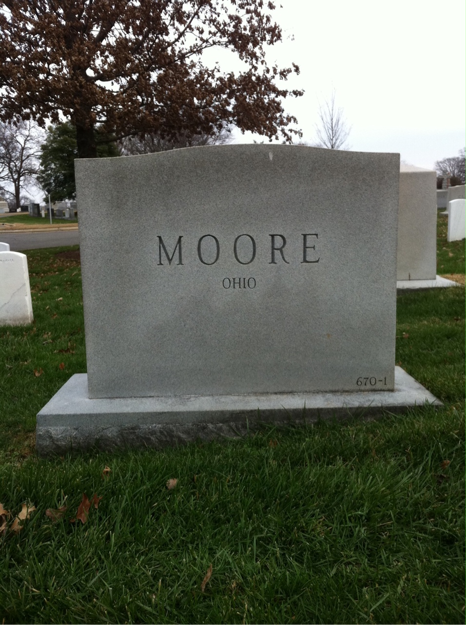Back of headstone — Terry Moore