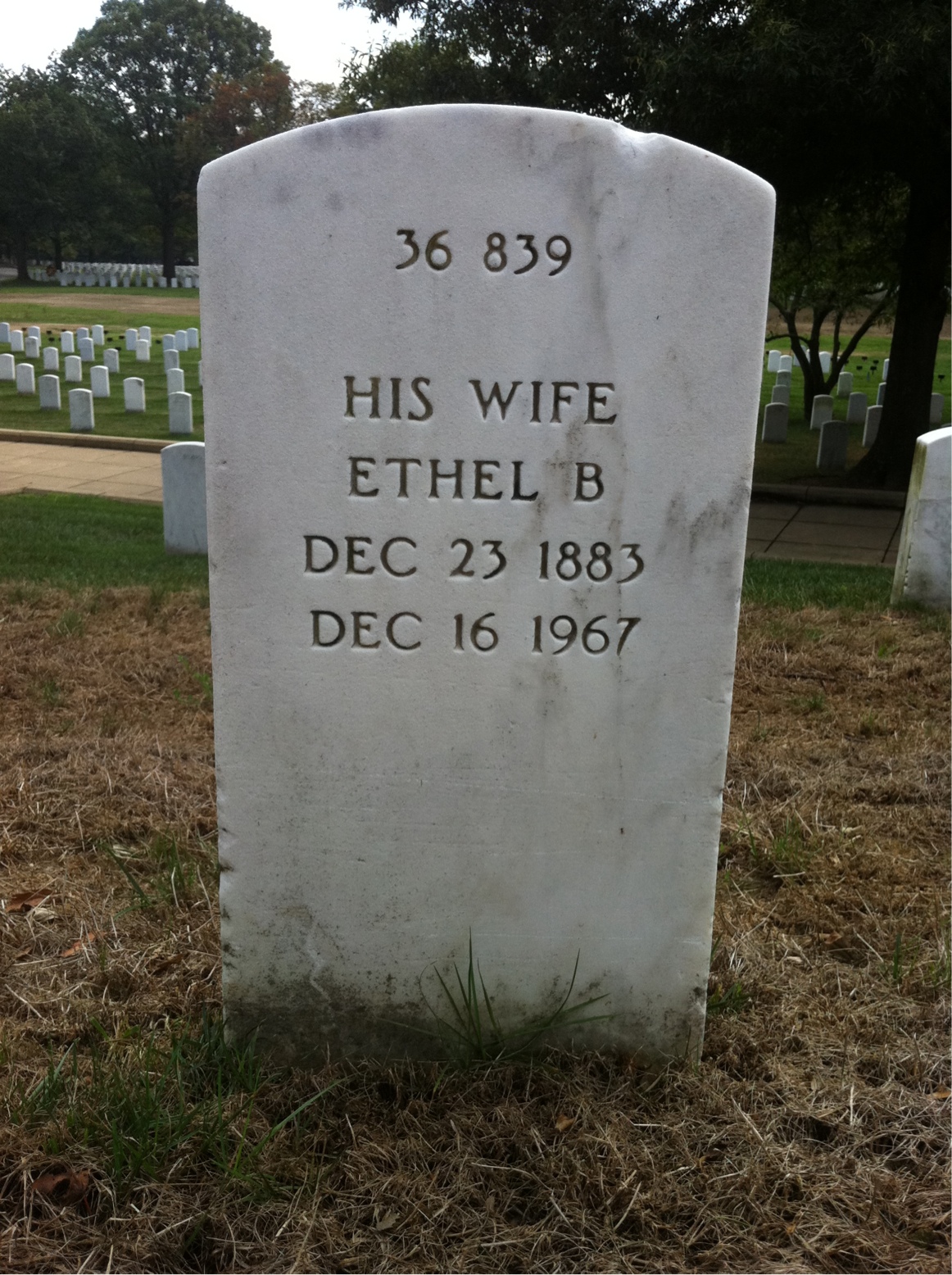 Back of headstone — Louis Cunningham