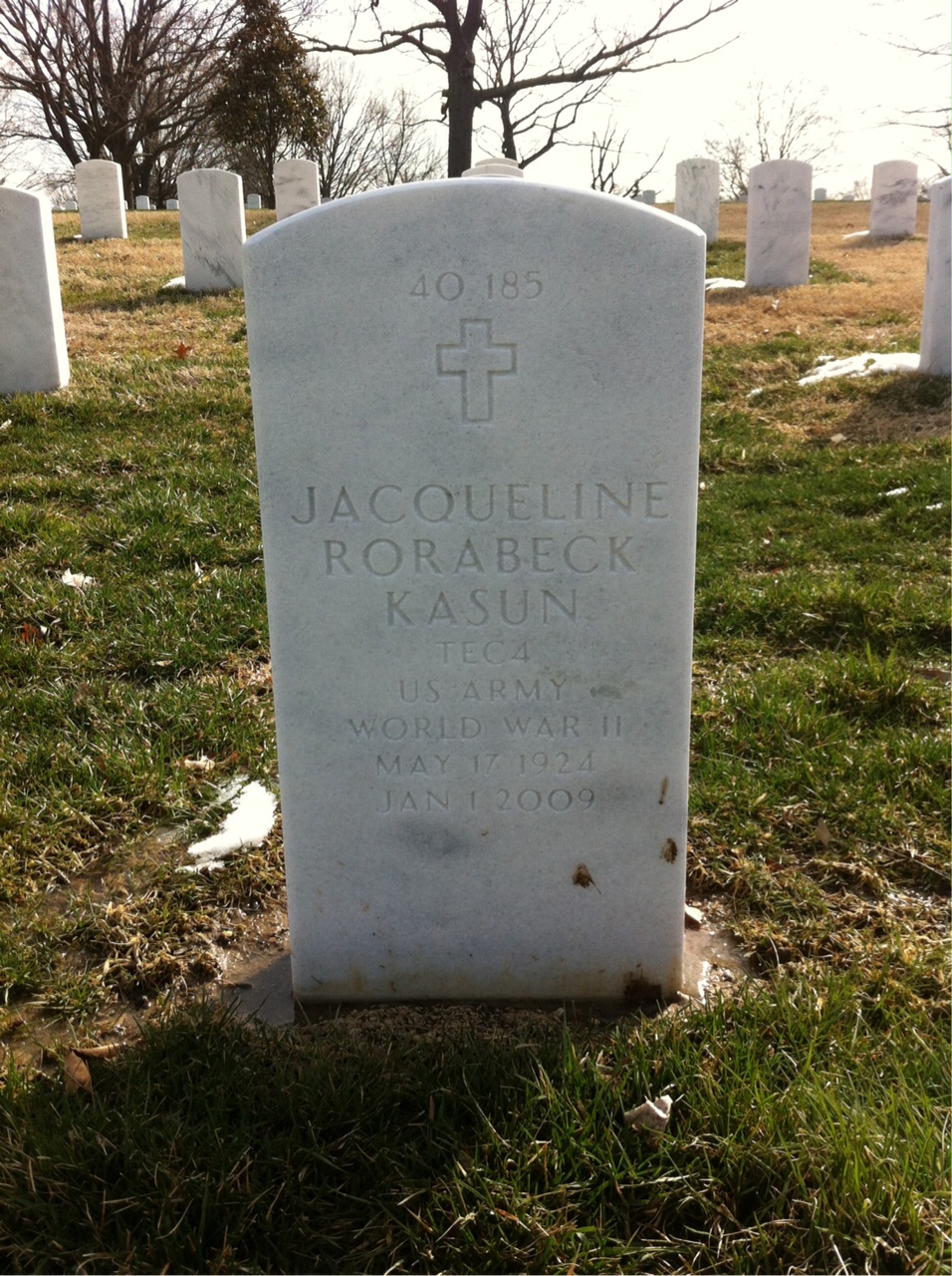 Back of headstone — Jacqueline Kasun
